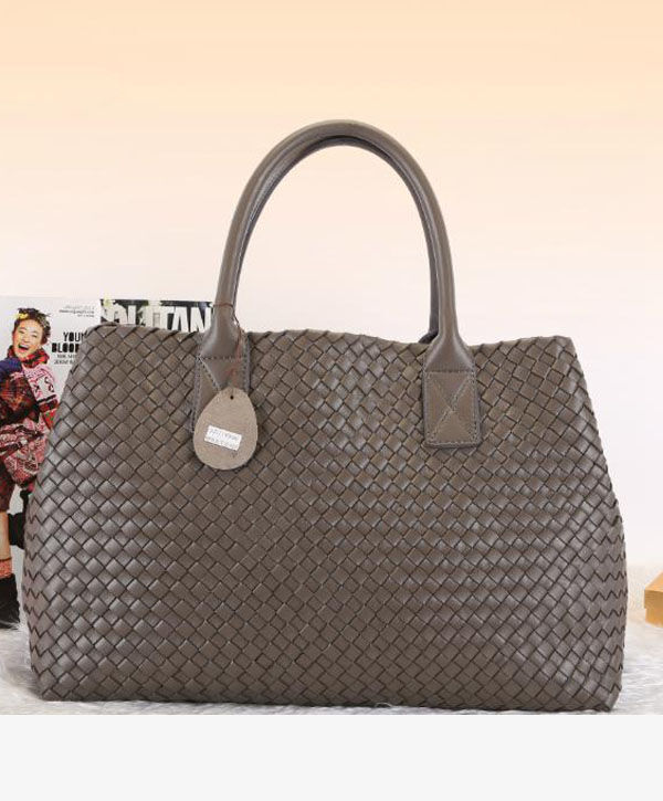 Bottega Veneta Intrecciato Leather Tote Lambskin Handbag Dark Coffee